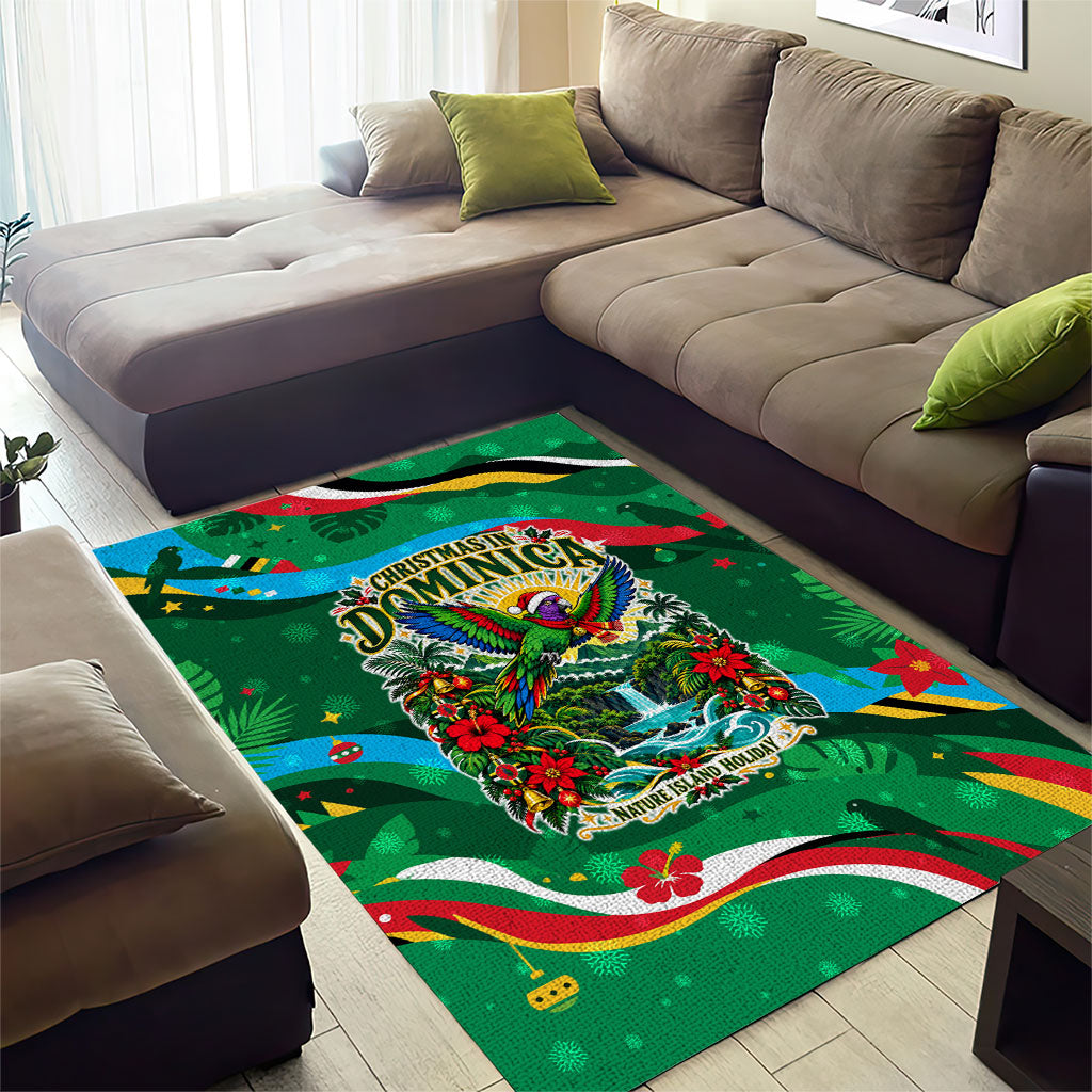 Dominica Sisserou Parrot Christmas Area Rug Nature Island Tropical Botanical Winter Holiday