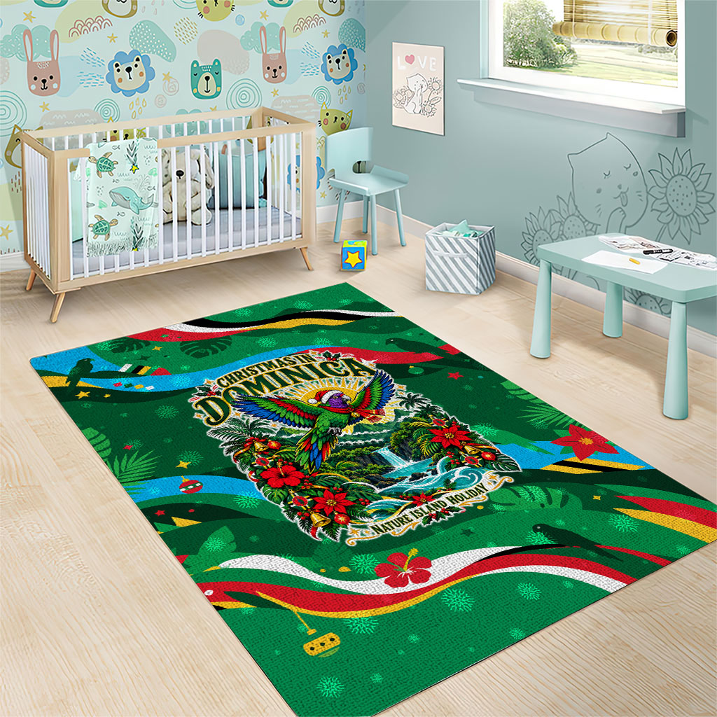 Dominica Sisserou Parrot Christmas Area Rug Nature Island Tropical Botanical Winter Holiday