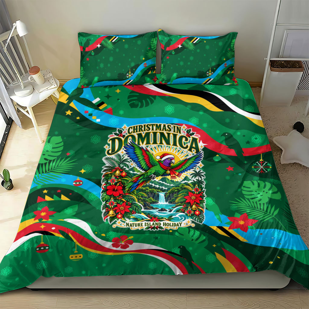 Dominica Sisserou Parrot Christmas Bedding Set Nature Island Tropical Botanical Winter Holiday