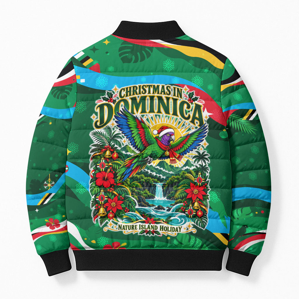 Dominica Sisserou Parrot Christmas Bomber Puffer Jacket Nature Island Tropical Botanical Winter Holiday
