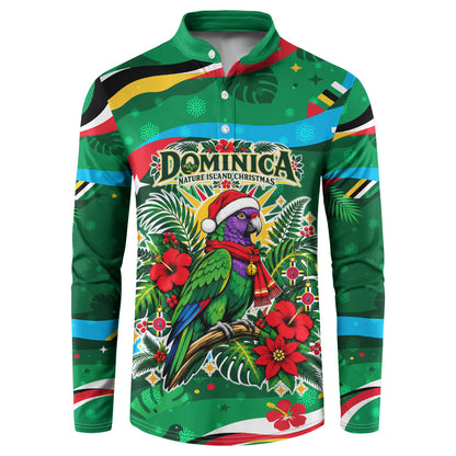 Dominica Sisserou Parrot Christmas Button Sweatshirt Nature Island Tropical Botanical Winter Holiday