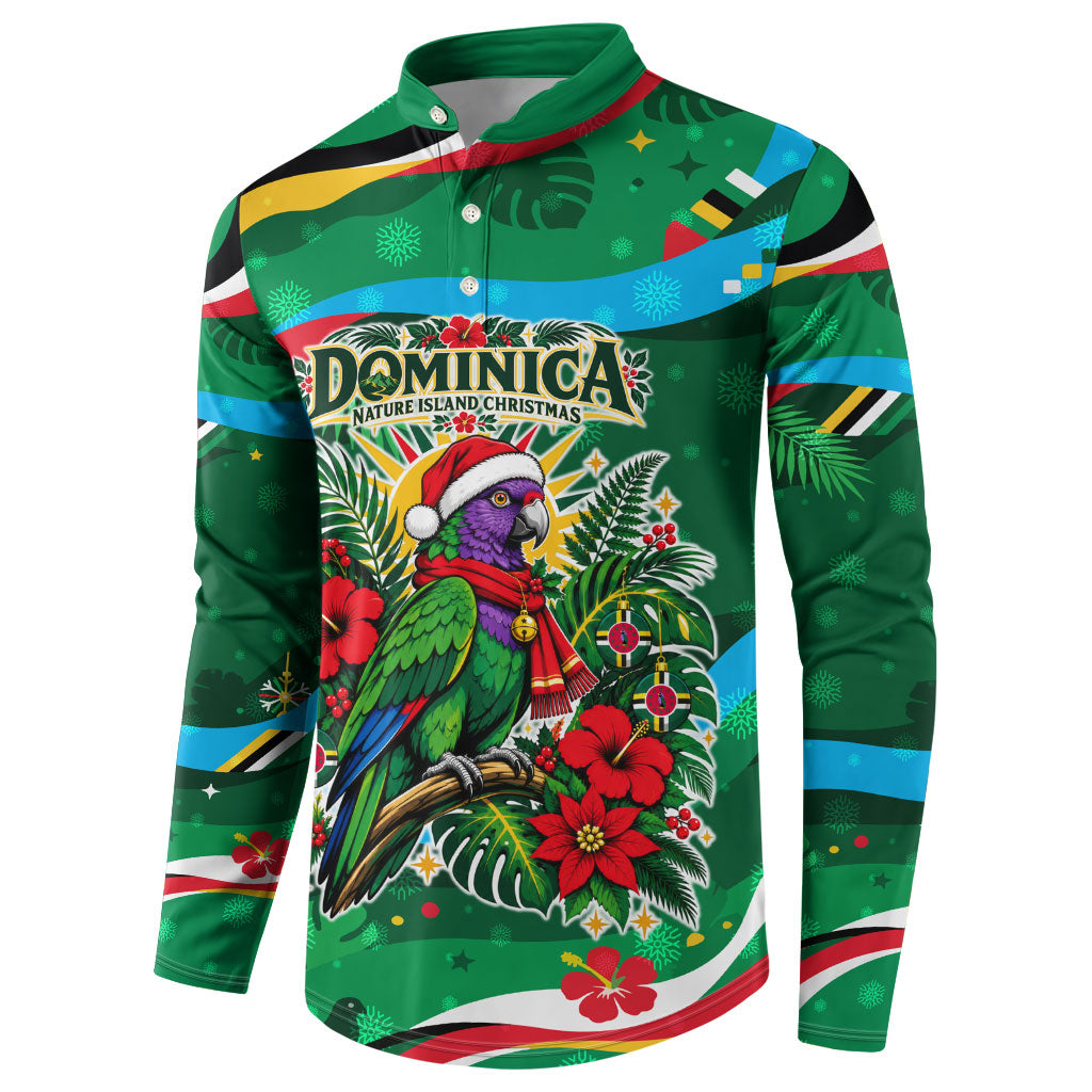Dominica Sisserou Parrot Christmas Button Sweatshirt Nature Island Tropical Botanical Winter Holiday