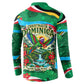 Dominica Sisserou Parrot Christmas Button Sweatshirt Nature Island Tropical Botanical Winter Holiday