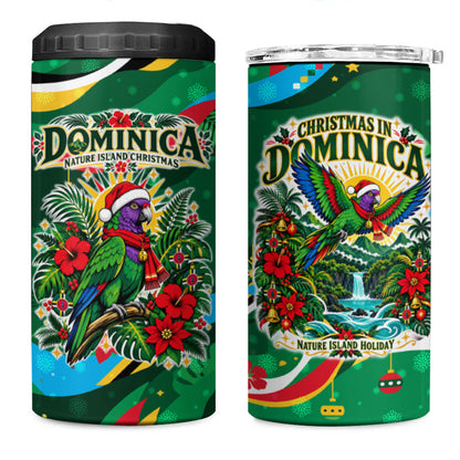 Dominica Sisserou Parrot Christmas 4 in 1 Can Cooler Tumbler Nature Island Tropical Botanical Winter Holiday