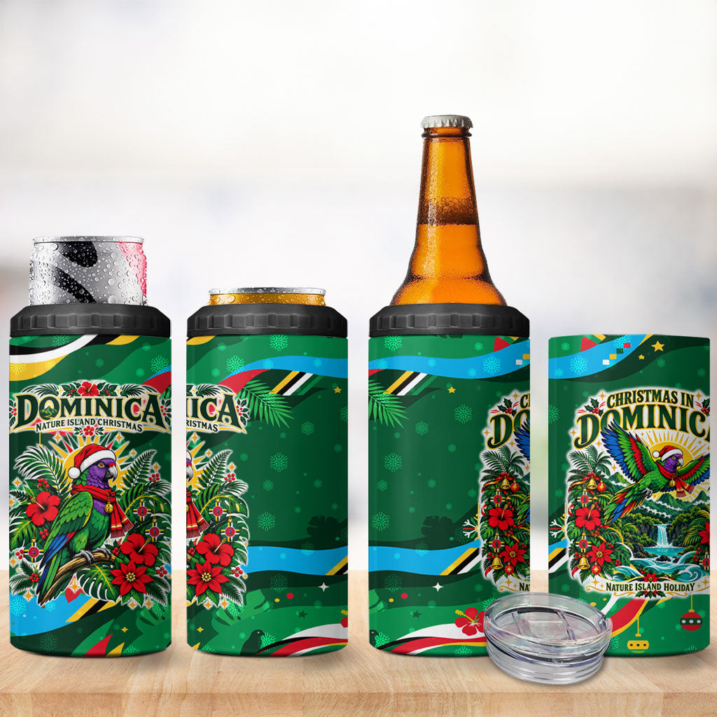 Dominica Sisserou Parrot Christmas 4 in 1 Can Cooler Tumbler Nature Island Tropical Botanical Winter Holiday