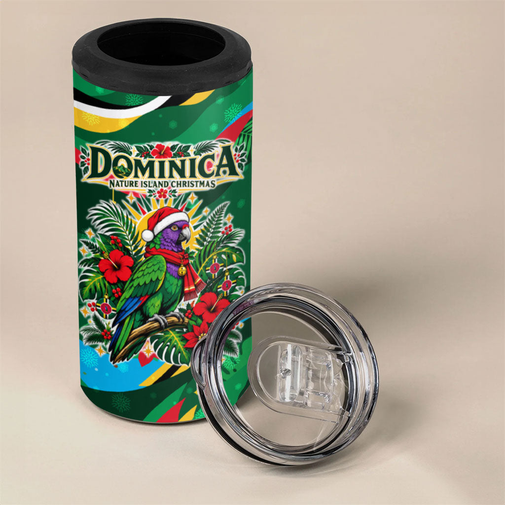 Dominica Sisserou Parrot Christmas 4 in 1 Can Cooler Tumbler Nature Island Tropical Botanical Winter Holiday