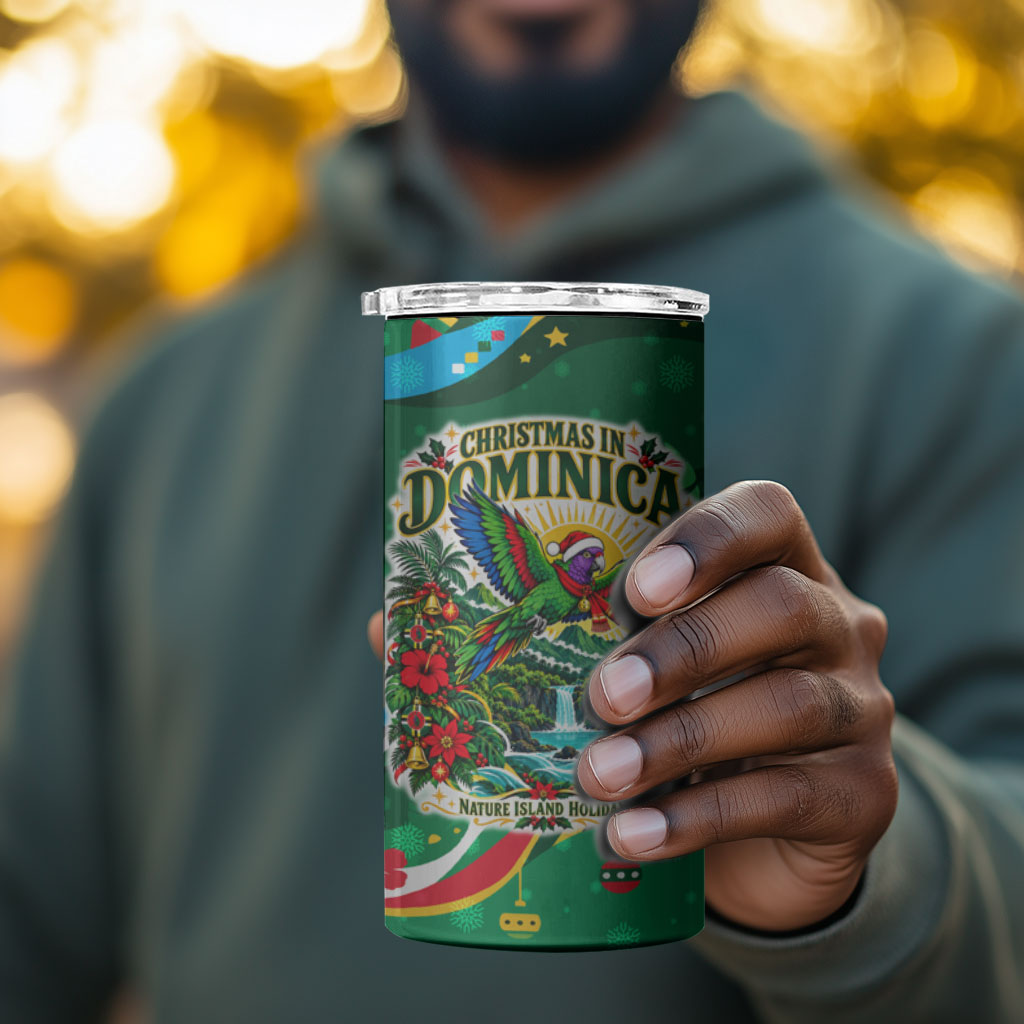 Dominica Sisserou Parrot Christmas 4 in 1 Can Cooler Tumbler Nature Island Tropical Botanical Winter Holiday