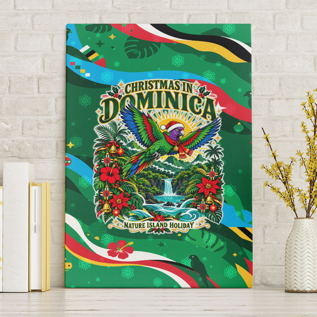 Dominica Sisserou Parrot Christmas Canvas Wall Art Nature Island Tropical Botanical Winter Holiday