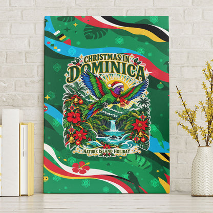 Dominica Sisserou Parrot Christmas Canvas Wall Art Nature Island Tropical Botanical Winter Holiday