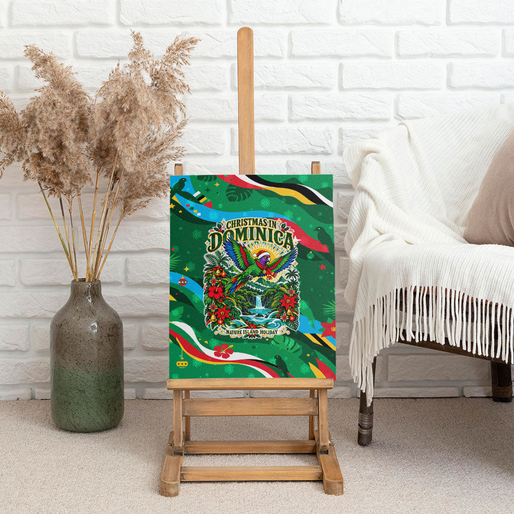 Dominica Sisserou Parrot Christmas Canvas Wall Art Nature Island Tropical Botanical Winter Holiday