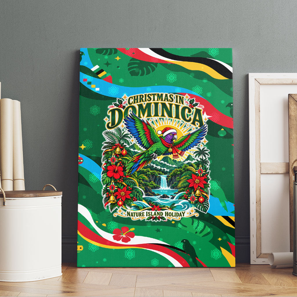 Dominica Sisserou Parrot Christmas Canvas Wall Art Nature Island Tropical Botanical Winter Holiday