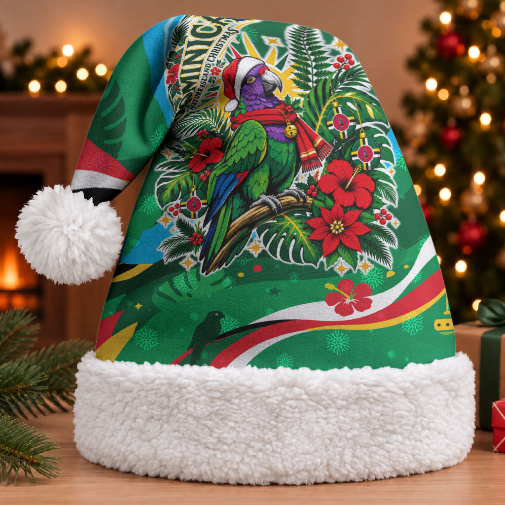 Dominica Sisserou Parrot Christmas Santa Hat Nature Island Tropical Botanical Winter Holiday