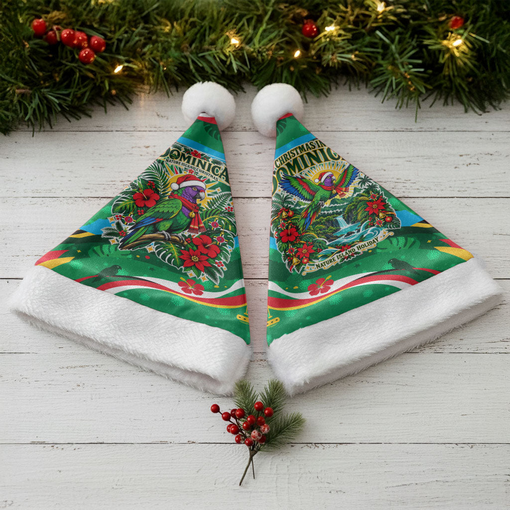 Dominica Sisserou Parrot Christmas Santa Hat Nature Island Tropical Botanical Winter Holiday