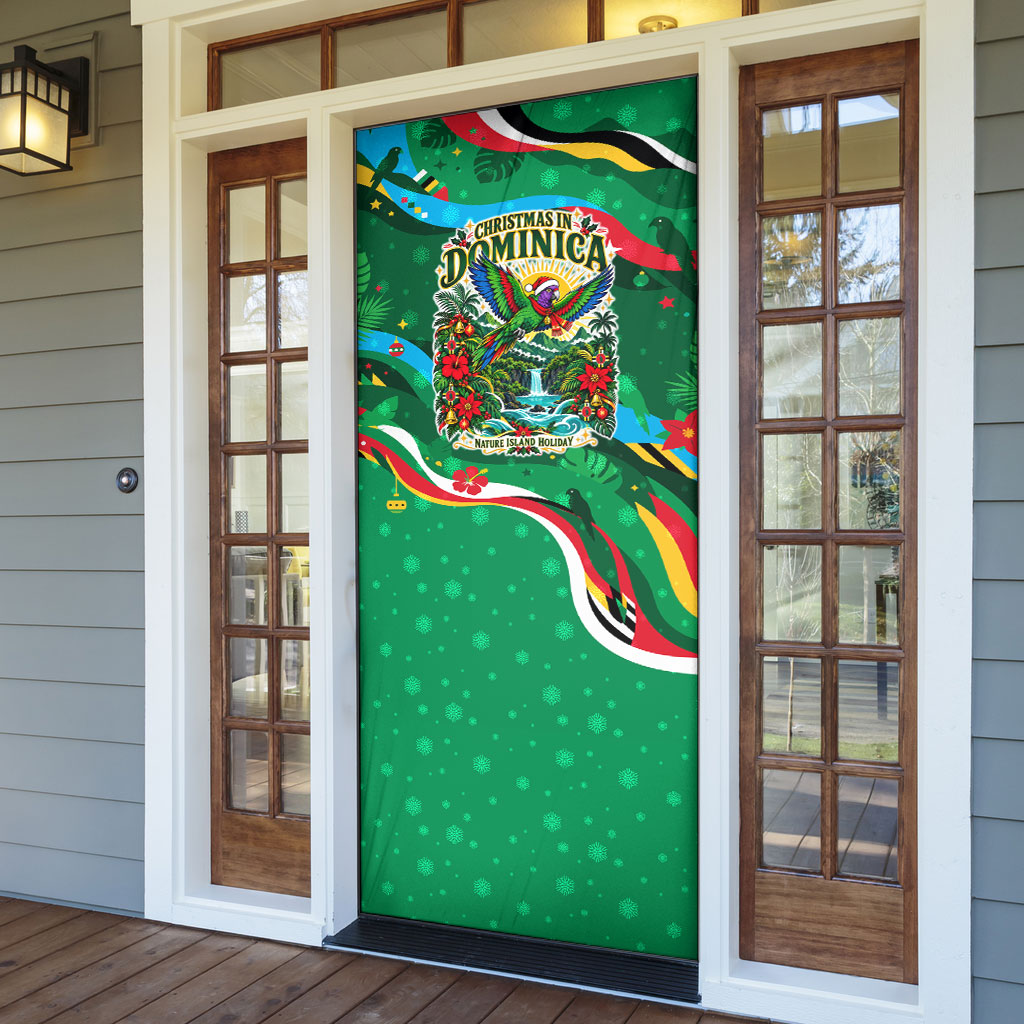 Dominica Sisserou Parrot Christmas Door Cover Nature Island Tropical Botanical Winter Holiday