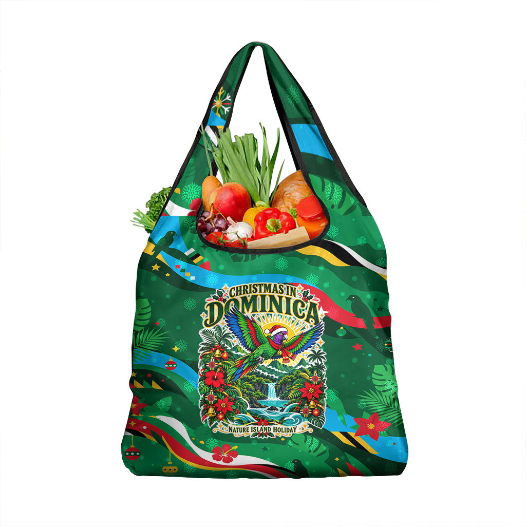 Dominica Sisserou Parrot Christmas Grocery Bag Nature Island Tropical Botanical Winter Holiday