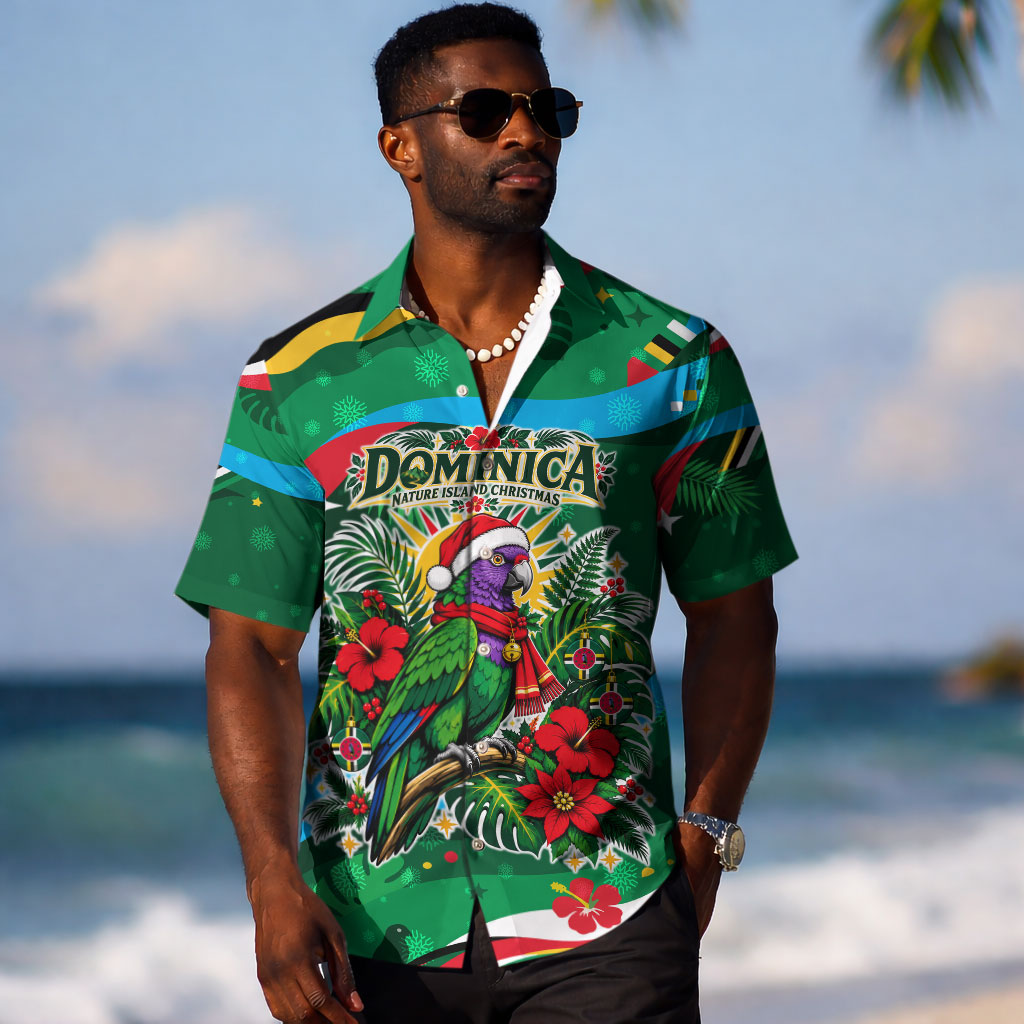 Dominica Sisserou Parrot Christmas Hawaiian Shirt Nature Island Tropical Botanical Winter Holiday