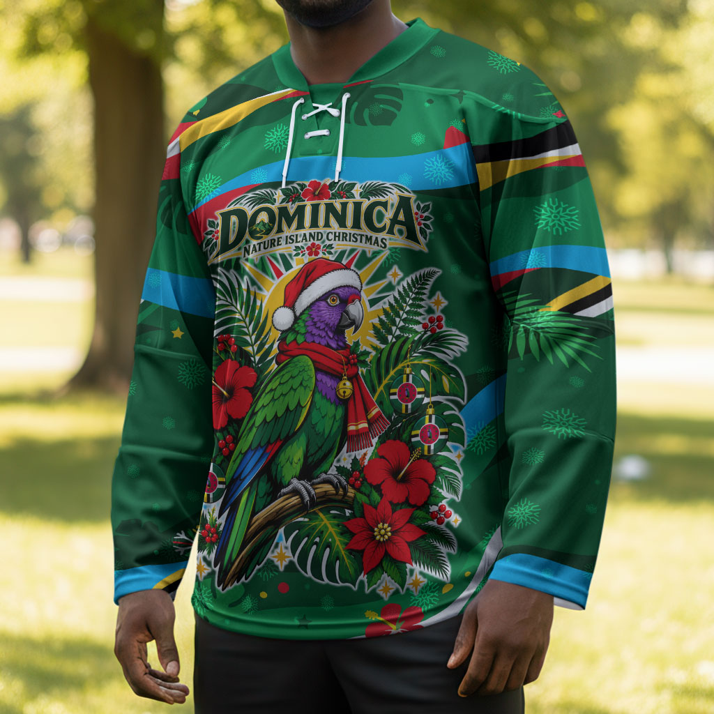 Dominica Sisserou Parrot Christmas Hockey Jersey Nature Island Tropical Botanical Winter Holiday