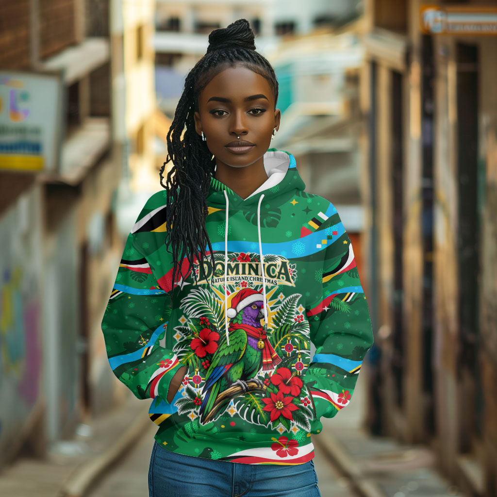 Dominica Sisserou Parrot Christmas Hoodie Nature Island Tropical Botanical Winter Holiday