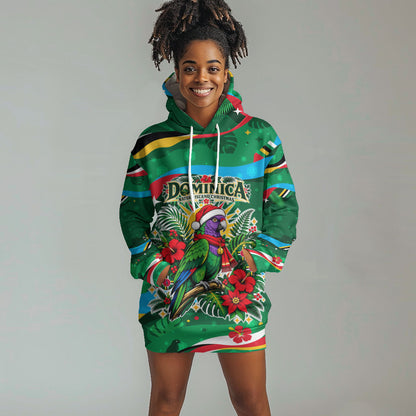Dominica Sisserou Parrot Christmas Hoodie Dress Nature Island Tropical Botanical Winter Holiday