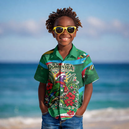Dominica Sisserou Parrot Christmas Kid Hawaiian Shirt Nature Island Tropical Botanical Winter Holiday