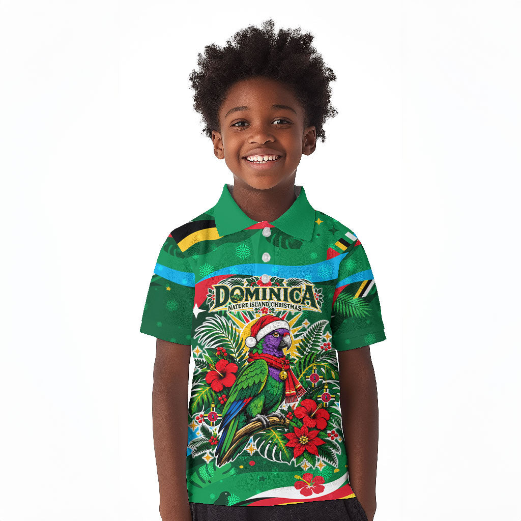 Dominica Sisserou Parrot Christmas Kid Polo Shirt Nature Island Tropical Botanical Winter Holiday