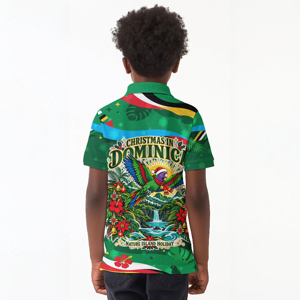 Dominica Sisserou Parrot Christmas Kid Polo Shirt Nature Island Tropical Botanical Winter Holiday