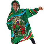 Dominica Sisserou Parrot Christmas Kid Wearable Blanket Hoodie Nature Island Tropical Botanical Winter Holiday
