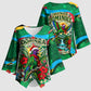 Dominica Sisserou Parrot Christmas Kimono Sleeve Blouse Nature Island Tropical Botanical Winter Holiday
