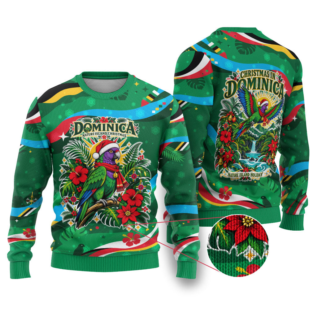 Dominica Sisserou Parrot Christmas Ugly Christmas Sweater Nature Island Tropical Botanical Winter Holiday