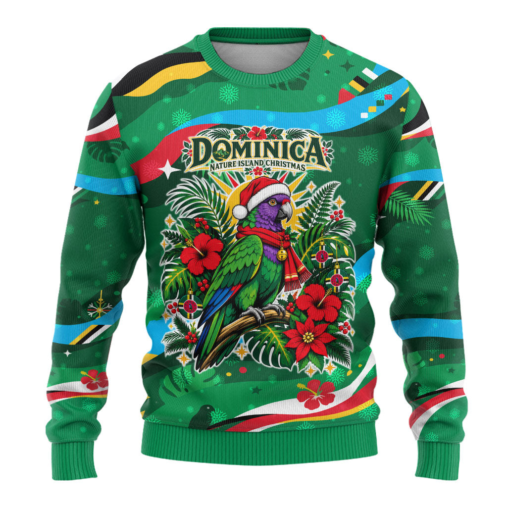 Dominica Sisserou Parrot Christmas Ugly Christmas Sweater Nature Island Tropical Botanical Winter Holiday