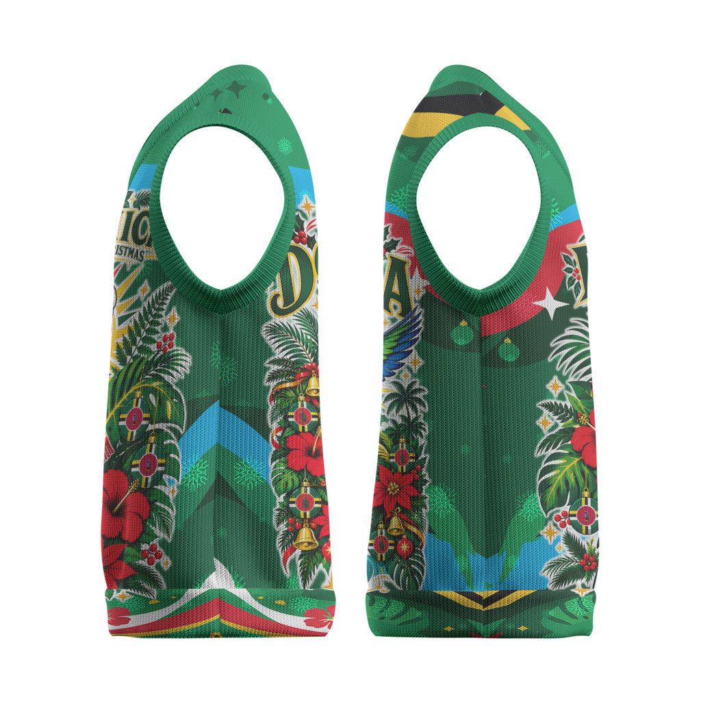 Dominica Sisserou Parrot Christmas Knitted V-Neck Vest Nature Island Tropical Botanical Winter Holiday