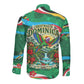 Dominica Sisserou Parrot Christmas Long Sleeve Button Shirt Nature Island Tropical Botanical Winter Holiday