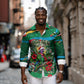 Dominica Sisserou Parrot Christmas Long Sleeve Button Shirt Nature Island Tropical Botanical Winter Holiday