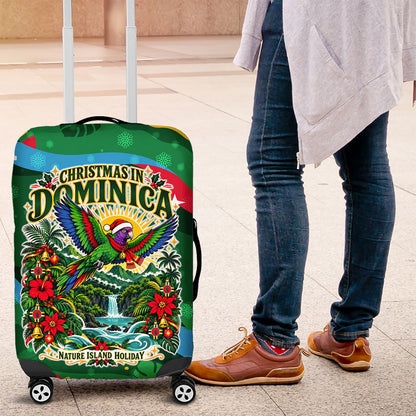 Dominica Sisserou Parrot Christmas Luggage Cover Nature Island Tropical Botanical Winter Holiday