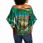 Dominica Sisserou Parrot Christmas Off Shoulder Wrap Waist Top Nature Island Tropical Botanical Winter Holiday