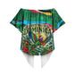 Dominica Sisserou Parrot Christmas Off Shoulder Wrap Waist Top Nature Island Tropical Botanical Winter Holiday