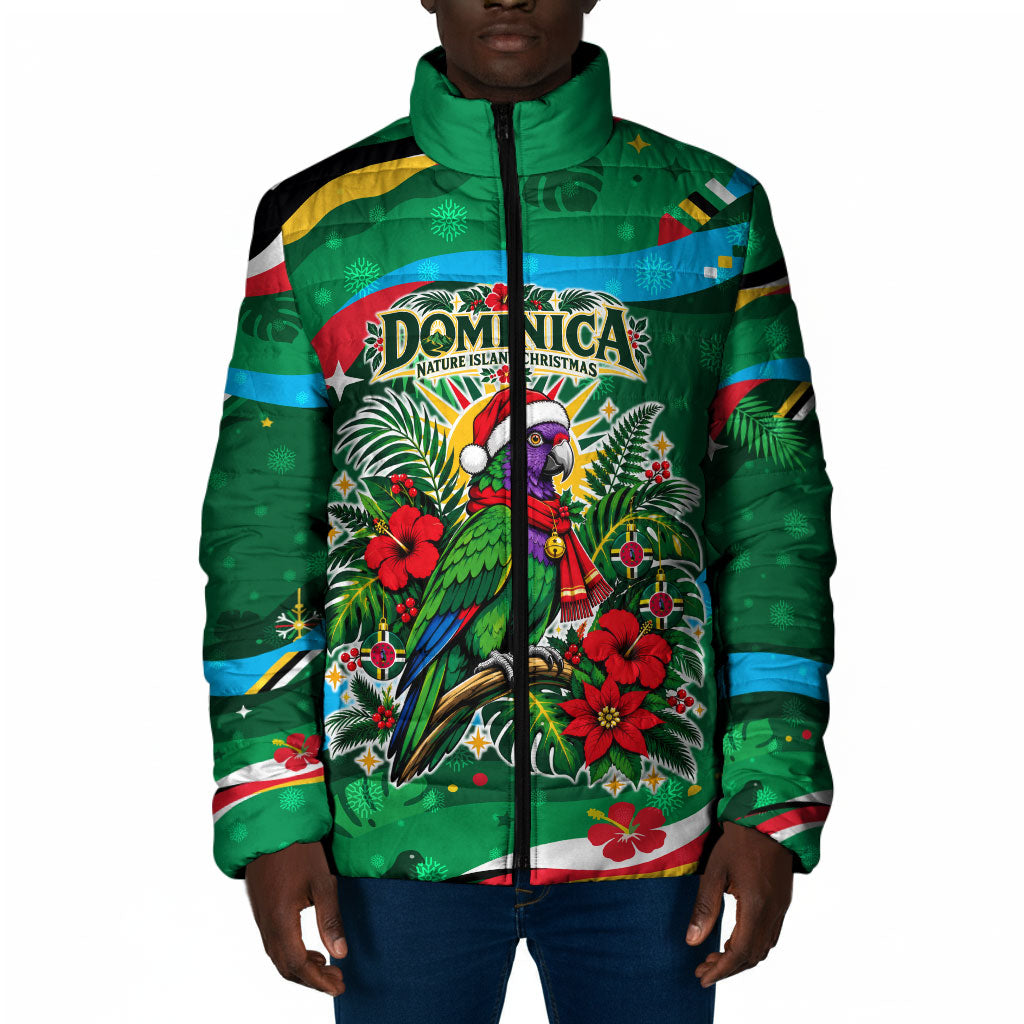Dominica Sisserou Parrot Christmas Padded Jacket Nature Island Tropical Botanical Winter Holiday