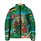 Dominica Sisserou Parrot Christmas Padded Jacket Nature Island Tropical Botanical Winter Holiday