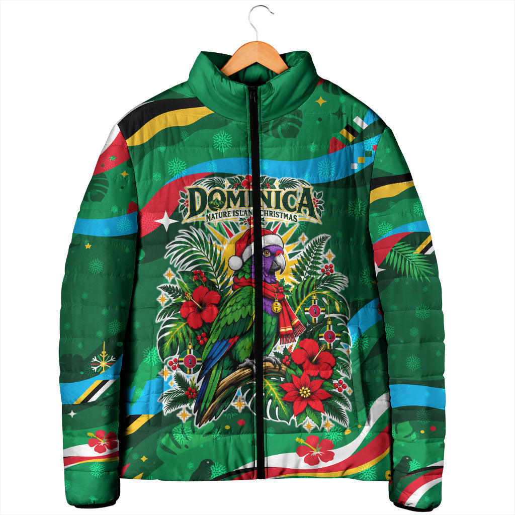 Dominica Sisserou Parrot Christmas Padded Jacket Nature Island Tropical Botanical Winter Holiday
