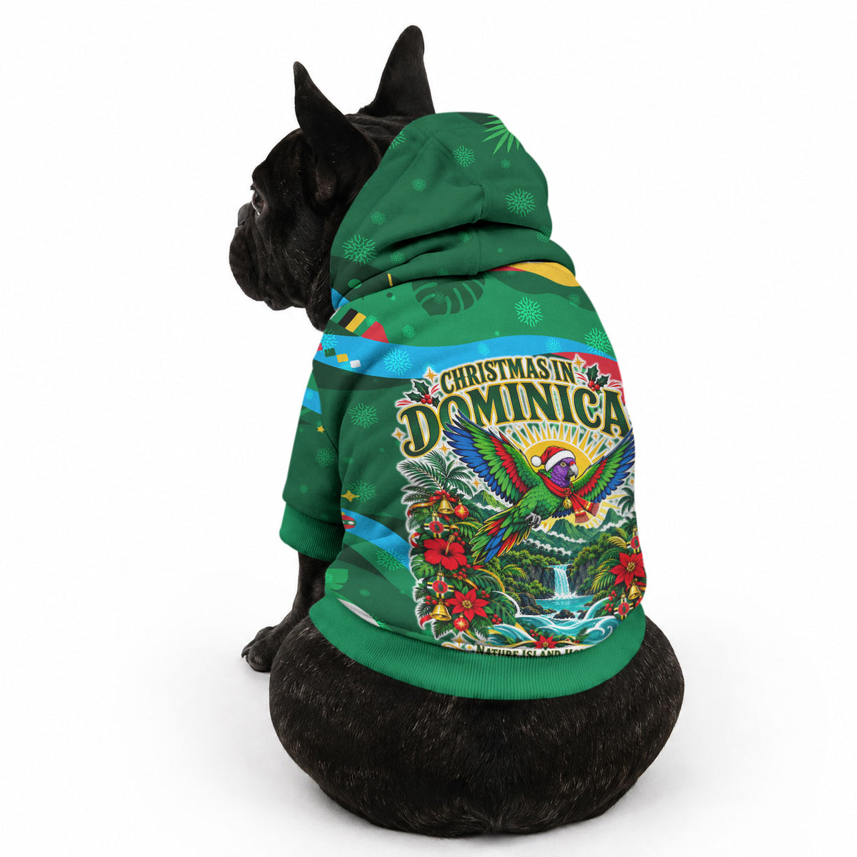 Dominica Sisserou Parrot Christmas Pet Hoodie Nature Island Tropical Botanical Winter Holiday