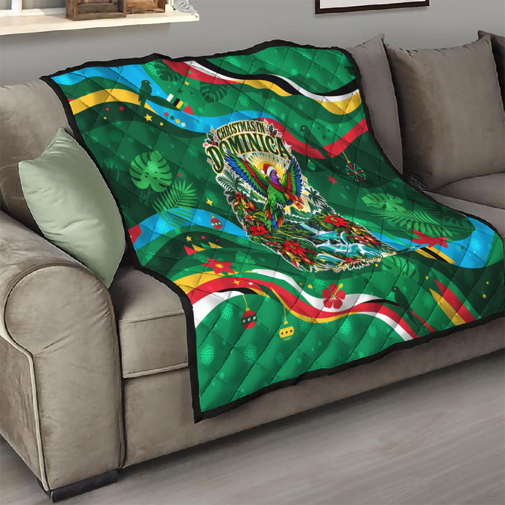 Dominica Sisserou Parrot Christmas Quilt Nature Island Tropical Botanical Winter Holiday