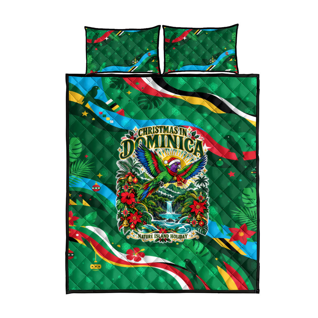 Dominica Sisserou Parrot Christmas Quilt Bed Set Nature Island Tropical Botanical Winter Holiday