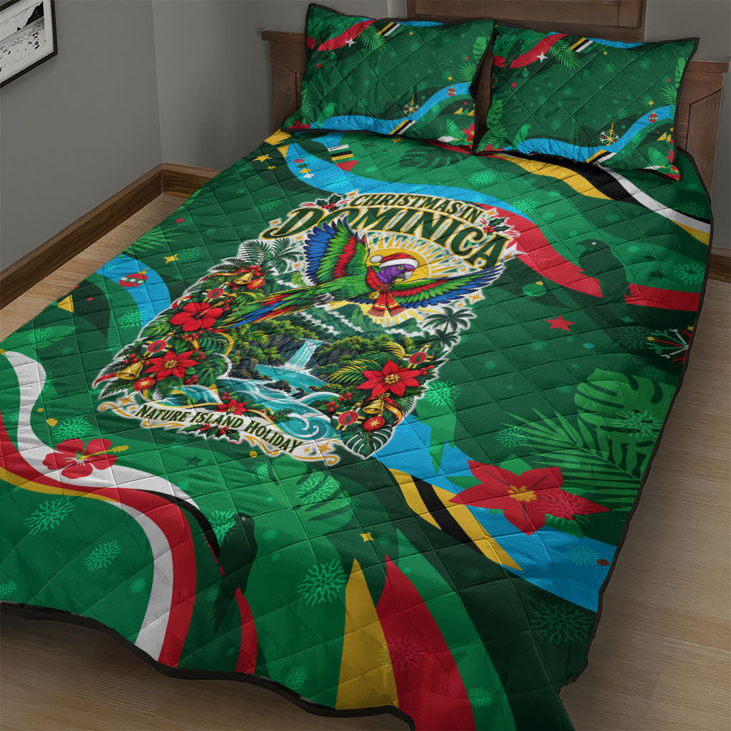 Dominica Sisserou Parrot Christmas Quilt Bed Set Nature Island Tropical Botanical Winter Holiday