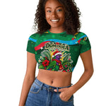 Dominica Sisserou Parrot Christmas Raglan Cropped T shirt Nature Island Tropical Botanical Winter Holiday