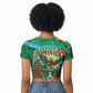 Dominica Sisserou Parrot Christmas Raglan Cropped T shirt Nature Island Tropical Botanical Winter Holiday