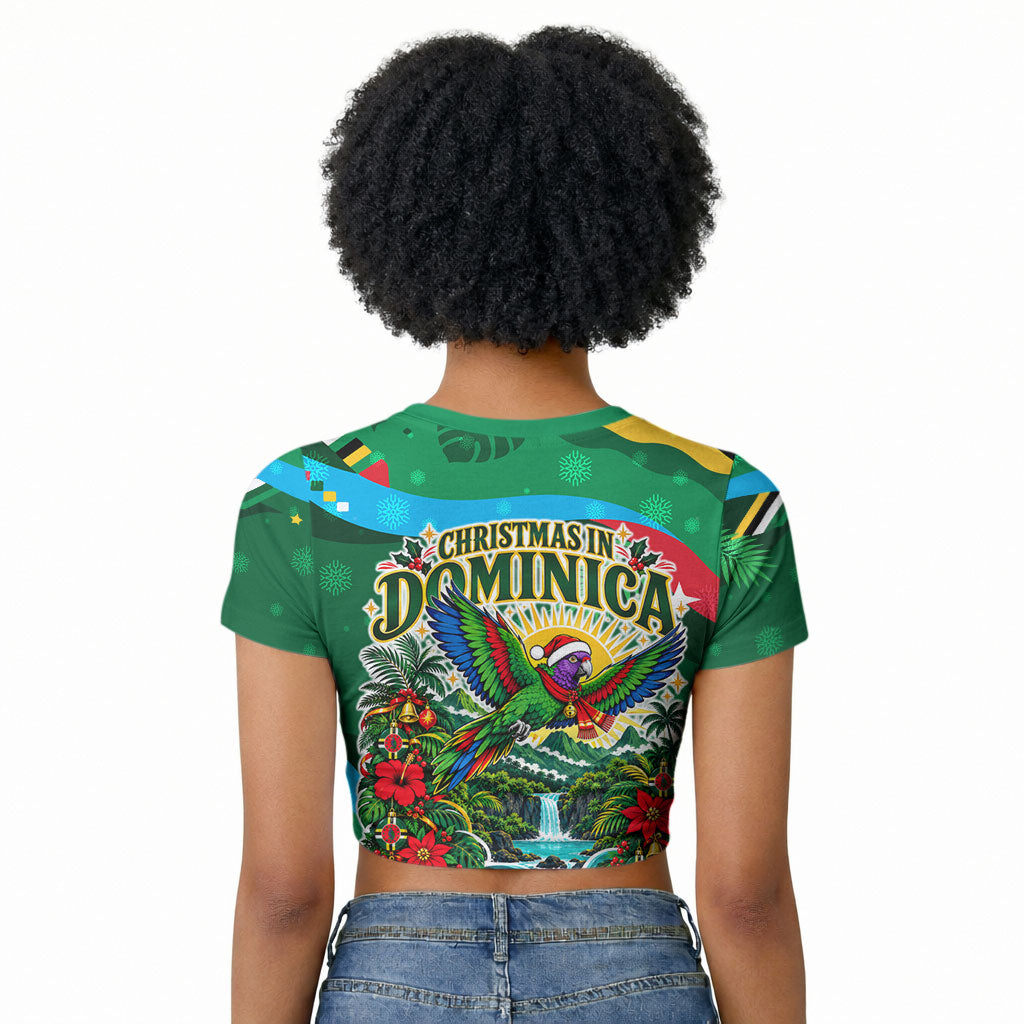 Dominica Sisserou Parrot Christmas Raglan Cropped T shirt Nature Island Tropical Botanical Winter Holiday