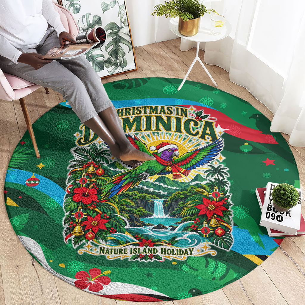 Dominica Sisserou Parrot Christmas Round Carpet Nature Island Tropical Botanical Winter Holiday