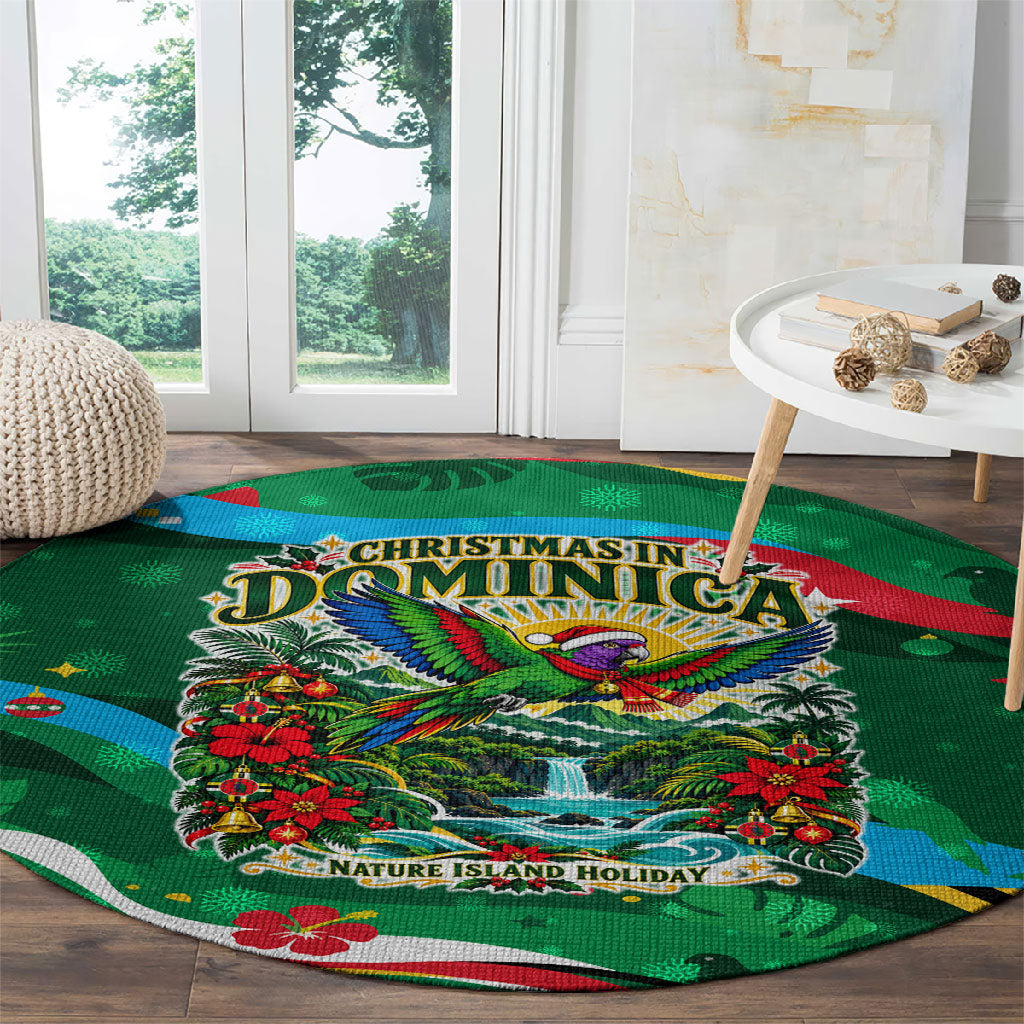 Dominica Sisserou Parrot Christmas Round Carpet Nature Island Tropical Botanical Winter Holiday