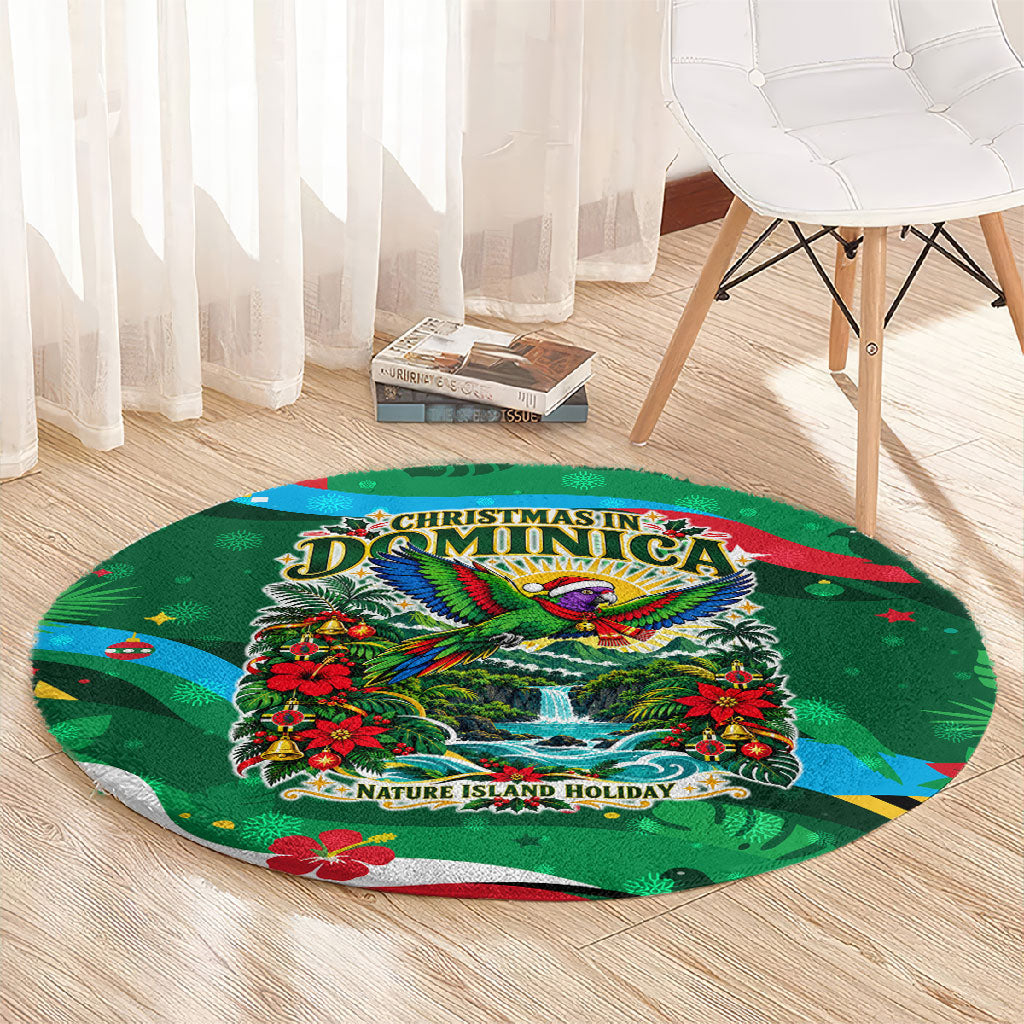 Dominica Sisserou Parrot Christmas Round Carpet Nature Island Tropical Botanical Winter Holiday