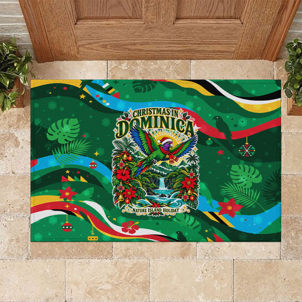 Dominica Sisserou Parrot Christmas Rubber Doormat Nature Island Tropical Botanical Winter Holiday